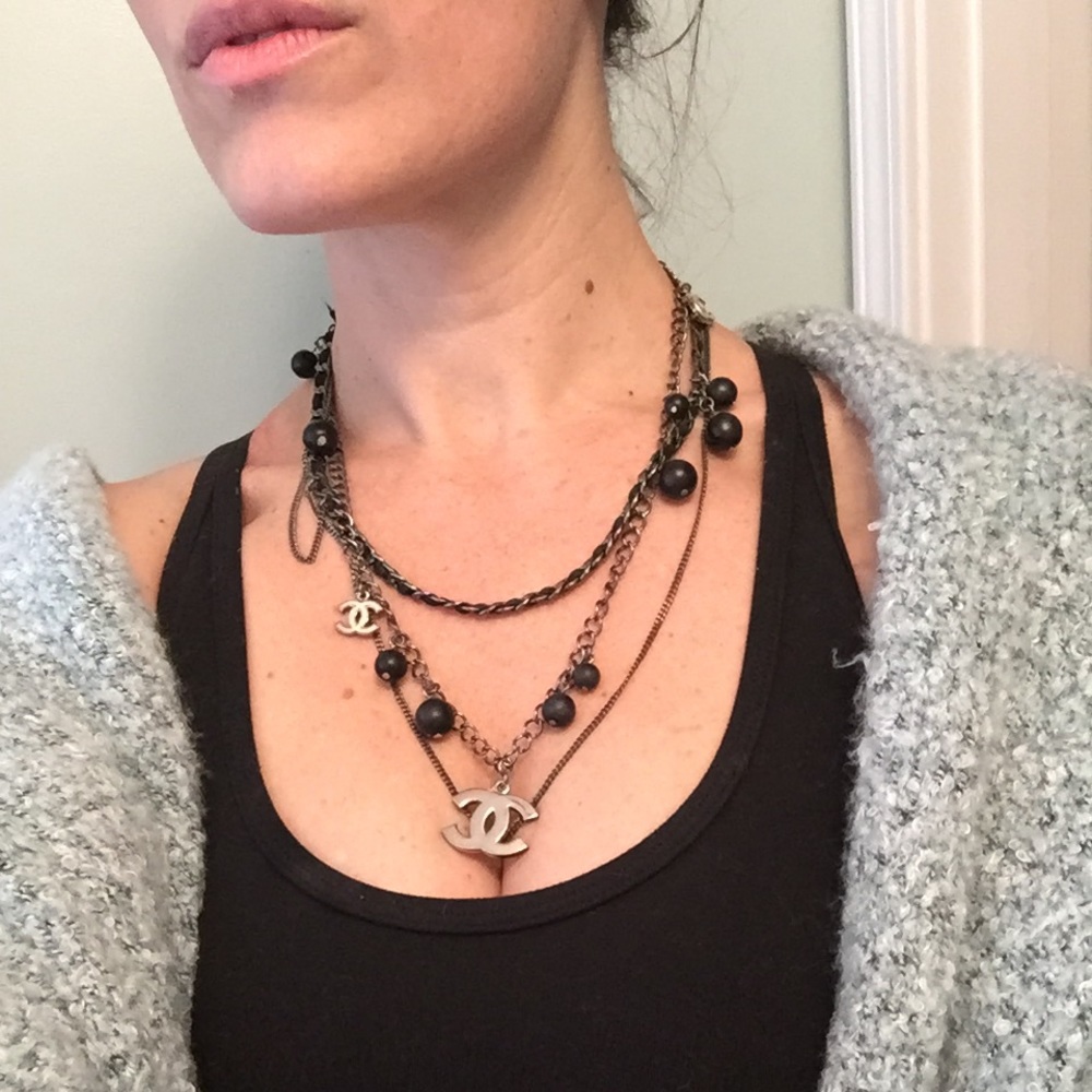 Chanel multi layered chain silver tone necklace - Picture 2 of 8